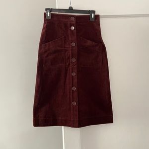& Other Stories Burgundy Corduroy A-line Skirt
